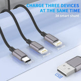 1 méteres nylon fonott 3 az 1-ben többfunkciós USB-kábel iPhone Lightning kábel USB Type-C csatlakozóval - Outlet24