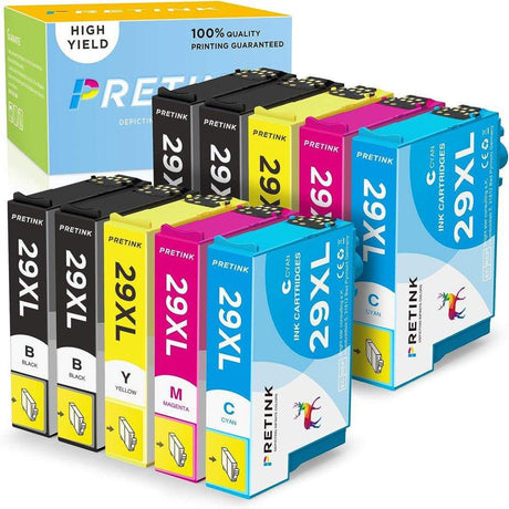 10 darabos nyomtatópatron szett- 4 x fekete 29XL 2 x cián 29XL 2 x bíbor 29XL 2 x sárga 29XL. - Outlet24