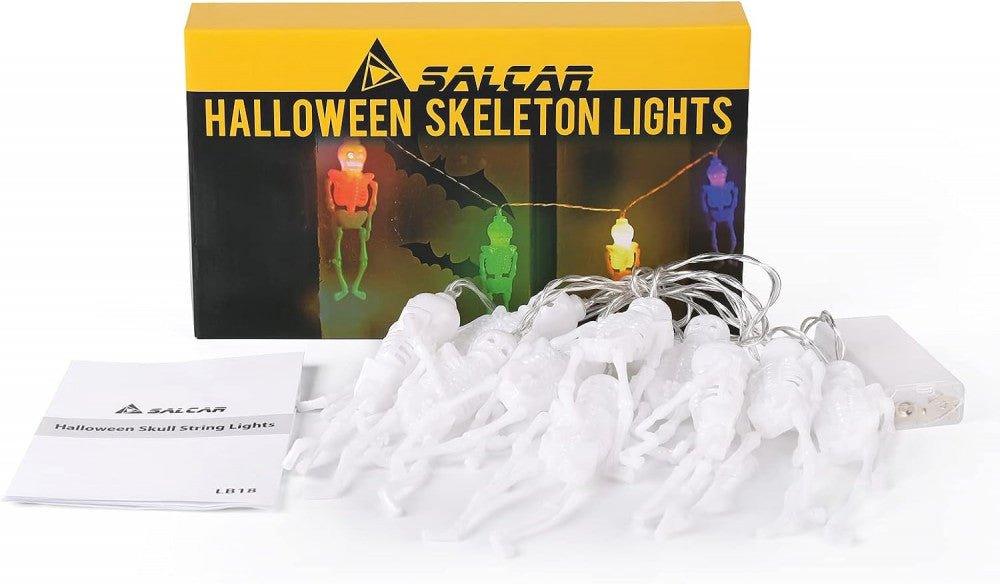 10 LED -es Halloween csontváz fényfűzér dekoráció elemes ( Méret:1,5 m ) - Outlet24