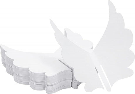 100 db Hattyúszárny alakú helykártya borospohárhoz, esküvői dekoráció, 12 x 11 cm, fehér - Outlet24