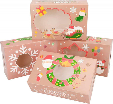 12 darab karácsonyi sütemény csomagoló doboz, 9 x 5,7 x 3 hüvelyk méretű karácsonyi kraft - Outlet24