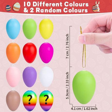 12 db műanyag tojás, kézműveskedéshez, kötéllel (több színű) - Outlet24