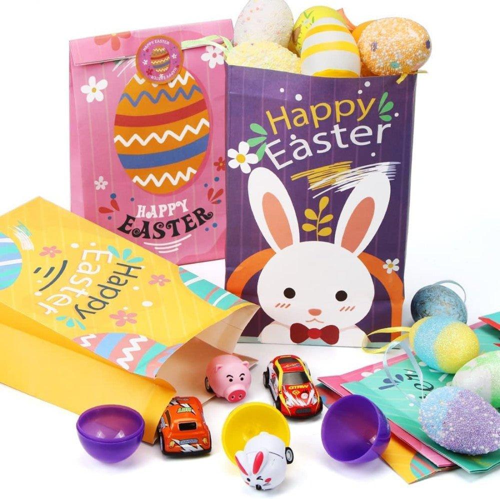 12db Húsvéti ajándék tasak, négy különböző színű papírzacskó és minta - Outlet24