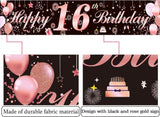 16. Születésnapi dekorációs zászló, Rózsaszín Arany Party Dekoráció, Tartós Háttérzászló Lányoknak Újracsomagolt termék - Outlet24