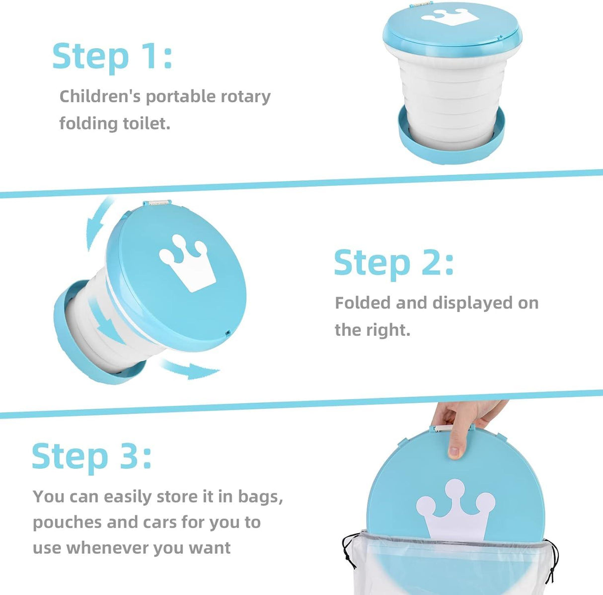 2 az 1-ben Hordozható Utazó WC Gyerekeknek - Kék - Outlet24