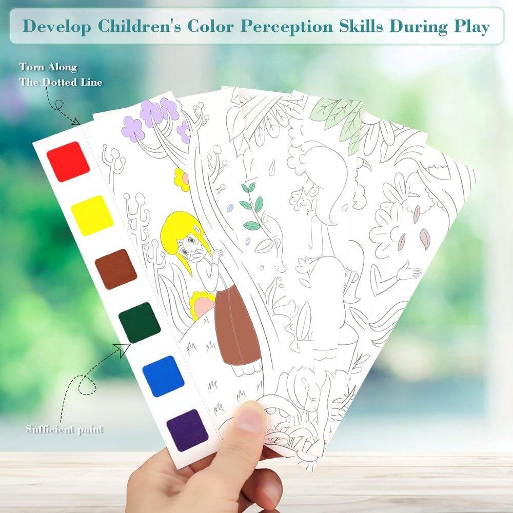 2 darabos gyerekeknek szánt zseb akvarell festőkönyv, könyvjelző festőkészlet (Hercegnő és Farm) - Outlet24