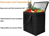 2 darabos hőszigetelt hűtőtáska, újrahasználható bevásárlótáska kettős cipzárral, Étel szállításhoz (Fekete) - Outlet24
