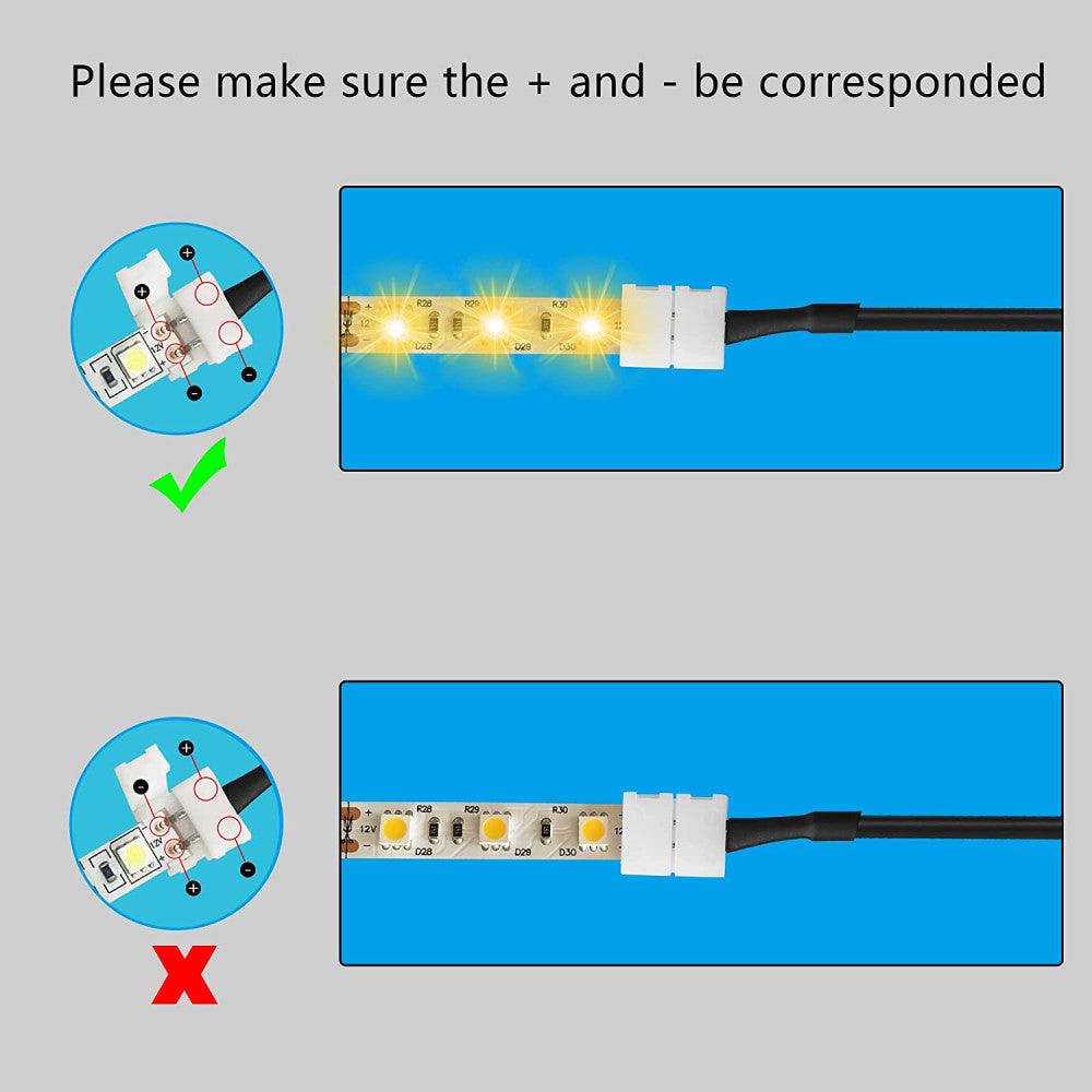 PNGKNYOCN forrasztás nélküli klipsz kábel LED szalagokhoz, DC 5,5 mm x 2,1mm female csatlakozó, 10 darabos