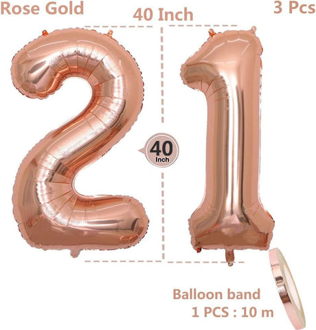 21-es Szám Lufi Rózsaszín Arany, Óriás Héliumos Fólia Lufi Dekoráció - Outlet24