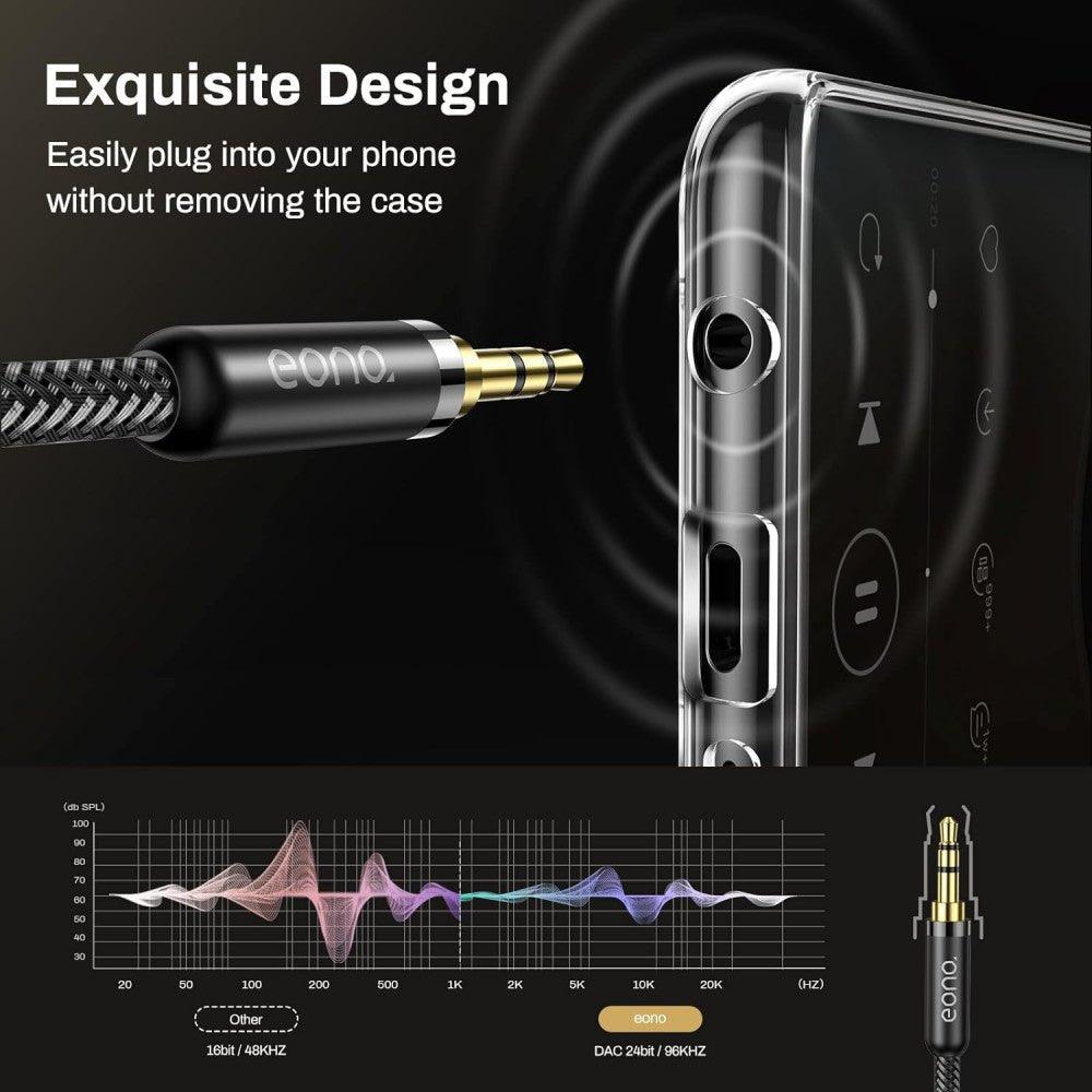 24K Aranyozott Aux Kábel 3.5mm, Nylon Fonott, Autóhoz, Fejhallgatóhoz, iPhone-hoz - Outlet24