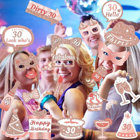 35 darabos születésnapi party készlet 30. születésnapra(rózsaarany) - Outlet24