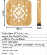 3D LED Fa Hópehely Mintás Dekor Éjjeli Lámpa - USB Tölthető, Újracsomagolt termék - Outlet24