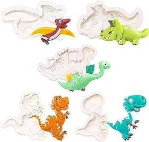5 darabos dinoszaurusz formájú szilikon tortaformák, süteményekhez, zseléhez és szappanokhoz Újracsomagolt termék - Outlet24