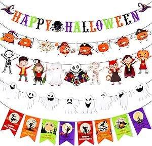 5 db-os Halloween gyűjtemény , Zászló, Függő dekoráció, Papír függők gyermekeknek,Party kellék , Beltéri - Kültéri - Outlet24