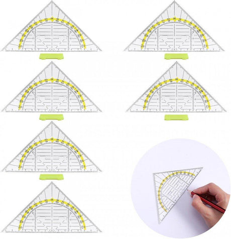 6 darabos Geometriai háromszög szett, átlátszó rugalmas vonalzó rajzoláshoz, diákoknak és tervezőknek - Outlet24