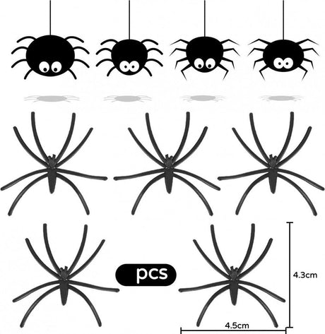 60 darabos Halloween Pók Dekorációs Készlet, Ijesztő Otthoni, Kerti és Karneváli Dekorációs kellék - Outlet24