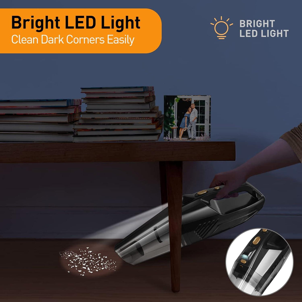 Vezeték Nélküli Kézi Porszívó LED Fénnyel, 120W - Ellenőrzött használt termék