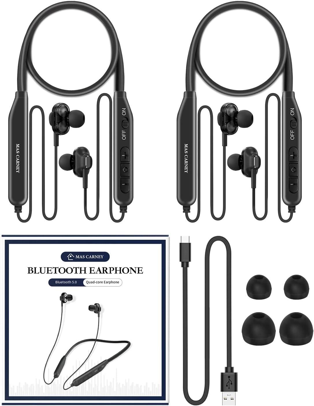 Vezeték Nélküli Bluetooth Fülhallgató, Mágneses Nyakpánttal és Mikrofonnal, Fekete, 2 db-os