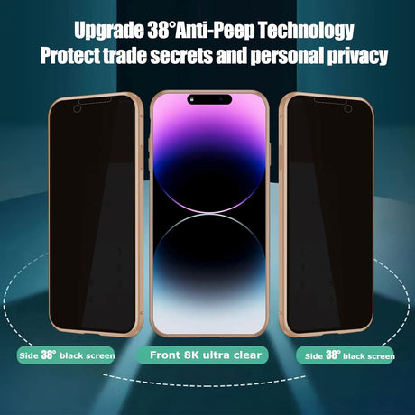 iPhone 14 Átlátszó Védőtok Üvegfóliával - Arany színű