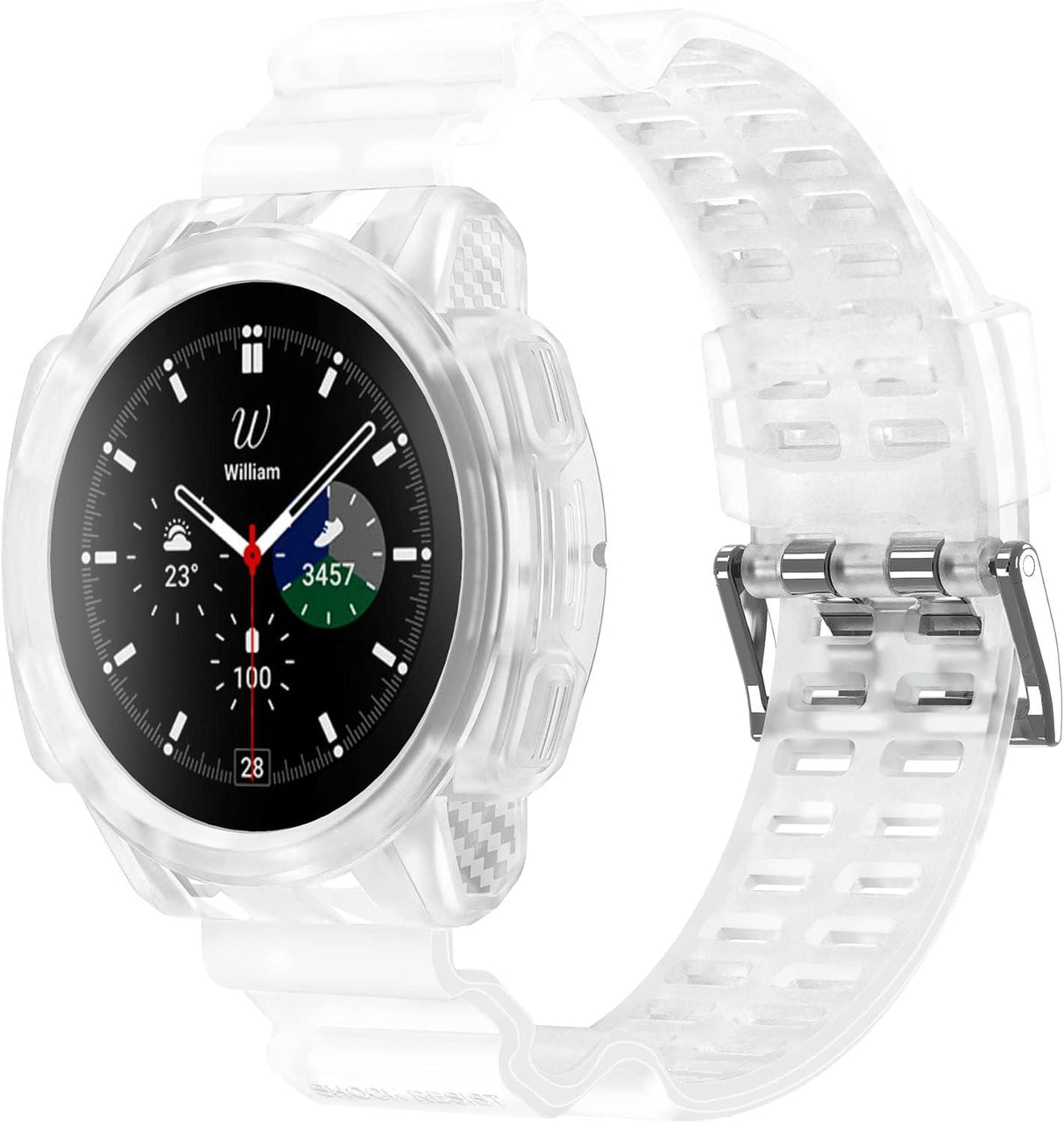 Samsung Galaxy Watch 4 Classic 42mm Szilikon Csere Szíj + Védőtok (Fehér)