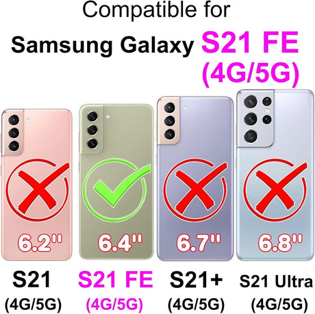 SIENIANLINE Samsung Galaxy S21 FE PU Bőr Tok, Rózsaszín Arany Flip Wallet