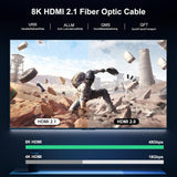 8K Optikai HDMI Kábel 7.5m, 48Gbps, HDMI 2.1, Dolby HDR, eARC Kompatibilis