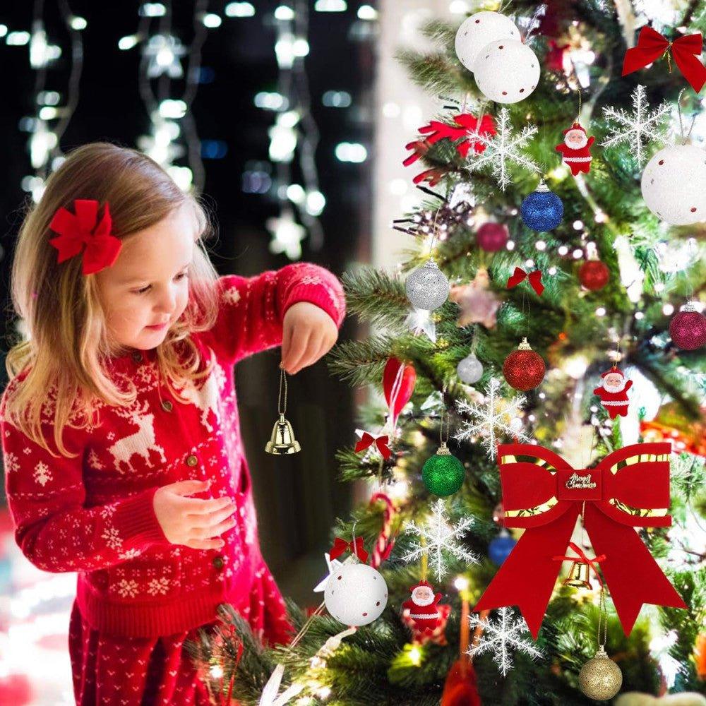 78 darabos Karácsonyfa Díszítő Készlet - Csillag, Masni, Cukorka, Ajándékdobozok, Hógömbök - Outlet24