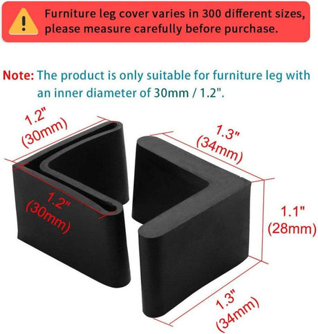 8 db fekete gumi L alakú bútor párna 30mmx30mm - Outlet24