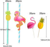 80 db Flamingós és Ananászos Szívószál, Környezetbarát Díszítő Szívószálak - Outlet24