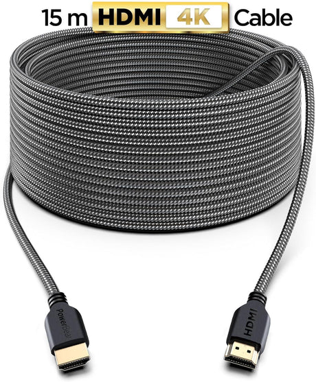 PowerBear 4K HDMI Kábel 15 m - Magas Sebességű, Fonott Nylon, Arany Csatlakozók - Open Box