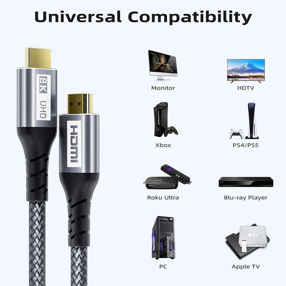 8K HDMI 2.1 Kábel 1M 48Gbps Ultra High Speed HDMI Kábel, Dynamic HDR, eARC, Dolby - Outlet24