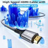 8K HDMI 2.1 kábel, 4,5 m, 48 Gb/s, Ultra High Speed, fonott HDMI kábel, támogatja - Outlet24