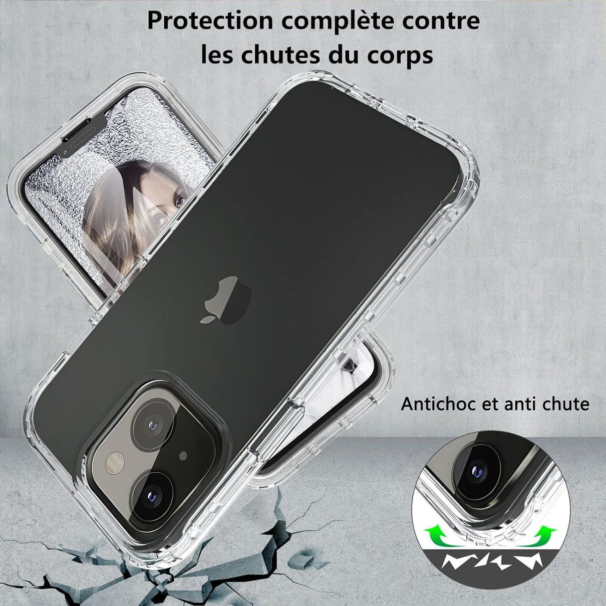 Szilikon Tok, iPhone 13 Átlátszó, Antigolpes  360° Teljes Védelem