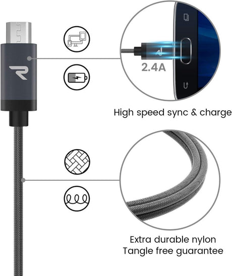 RAMPOW USB-A USB-M kábel, 2db, 1 méter