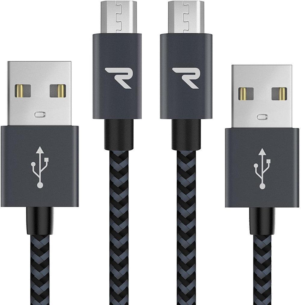 RAMPOW USB-A-Micro USB gyorstöltő kábel, 2 darab, 1 méteres (Szürke) - Újracsomagolt termék
