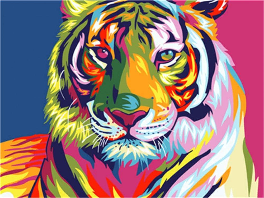 Számozott Festés - Tigris, 40x50 cm Vászon, Akvarell Festőkészlet Felnőtteknek és Kezdőknek Újracsomagolt termék