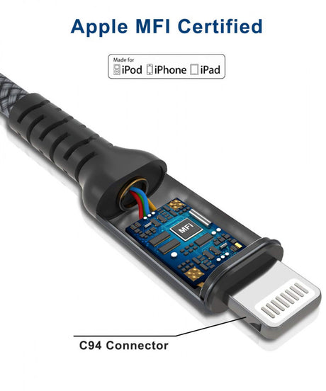 USB C - Lightning gyorstöltő kábel, USB A adapterrel, iPhone és iPad kompatibilis MFI minősített