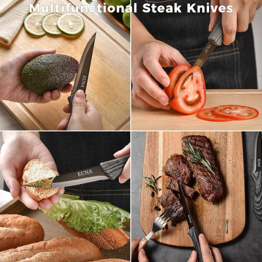Rozsdamentes Acél Steak Késkészlet 4db, Ajándékdobozban, Ergonomikus Fogóval