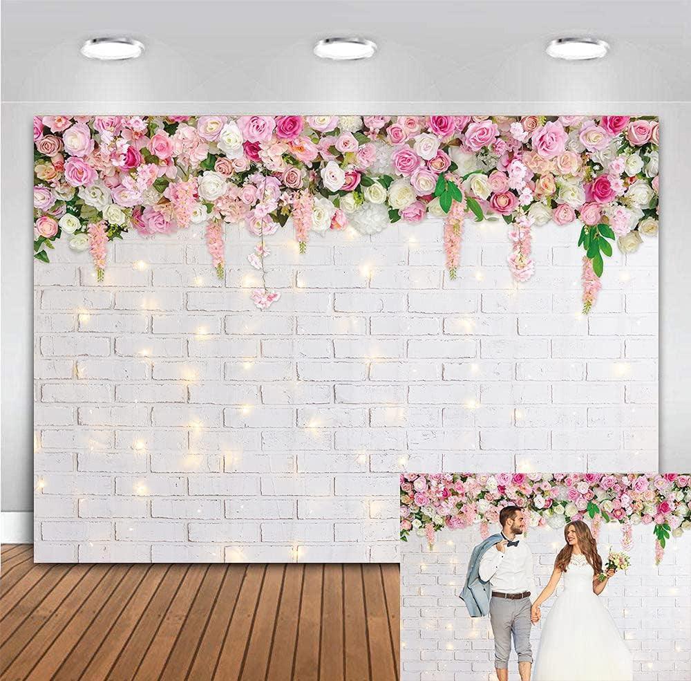 Virágos Háttér Fényes Tégla Fal Fotózásra 210 x 150 cm