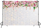 Virágos Háttér Fényes Tégla Fal Fotózásra 210 x 150 cm