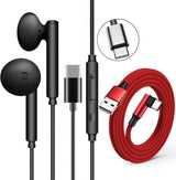Prémium BASS Fülhallgató USB-C csatlakozóval, Mikrofonnal és Hangerőszabályzóval, Vízálló, Mesterséges Bőr