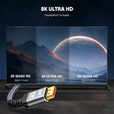 SNOWKIDS 8K DisplayPort Kábel 1.4, 5m, DP Kábel, Laptop PC TV Projektor Játék Monitorhoz Újracsomagolt termék