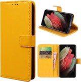Sony Xperia 10 III bőr pénztárcás tok kihajtható állvánnyal(sárga)