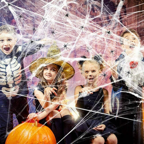Vohoney Halloween Dekoráció Pókháló 200g, 100 darab Mesterséges Pók