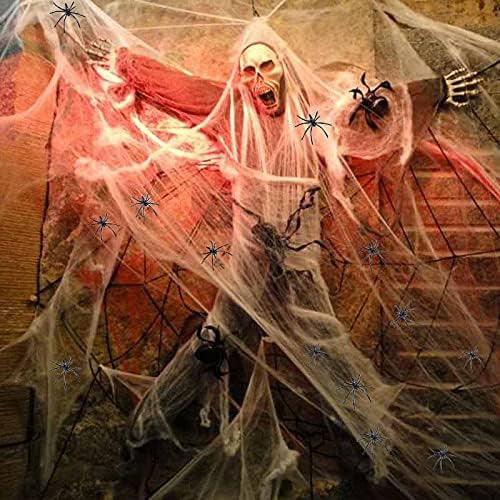Vohoney Halloween Dekoráció Pókháló 200g, 100 darab Mesterséges Pók