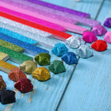 TOYANDONA Glitter Origami Csillag Papírok, 320 darabos csomag, Kézműves DIY (Véletlenszerű szín)