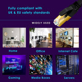 Ultra-Flexibilis CAT 8 Ethernet Kábel, RJ45 Internet Hálózati Kábel, 40-Gbps (4.0 Méter) Fekete
