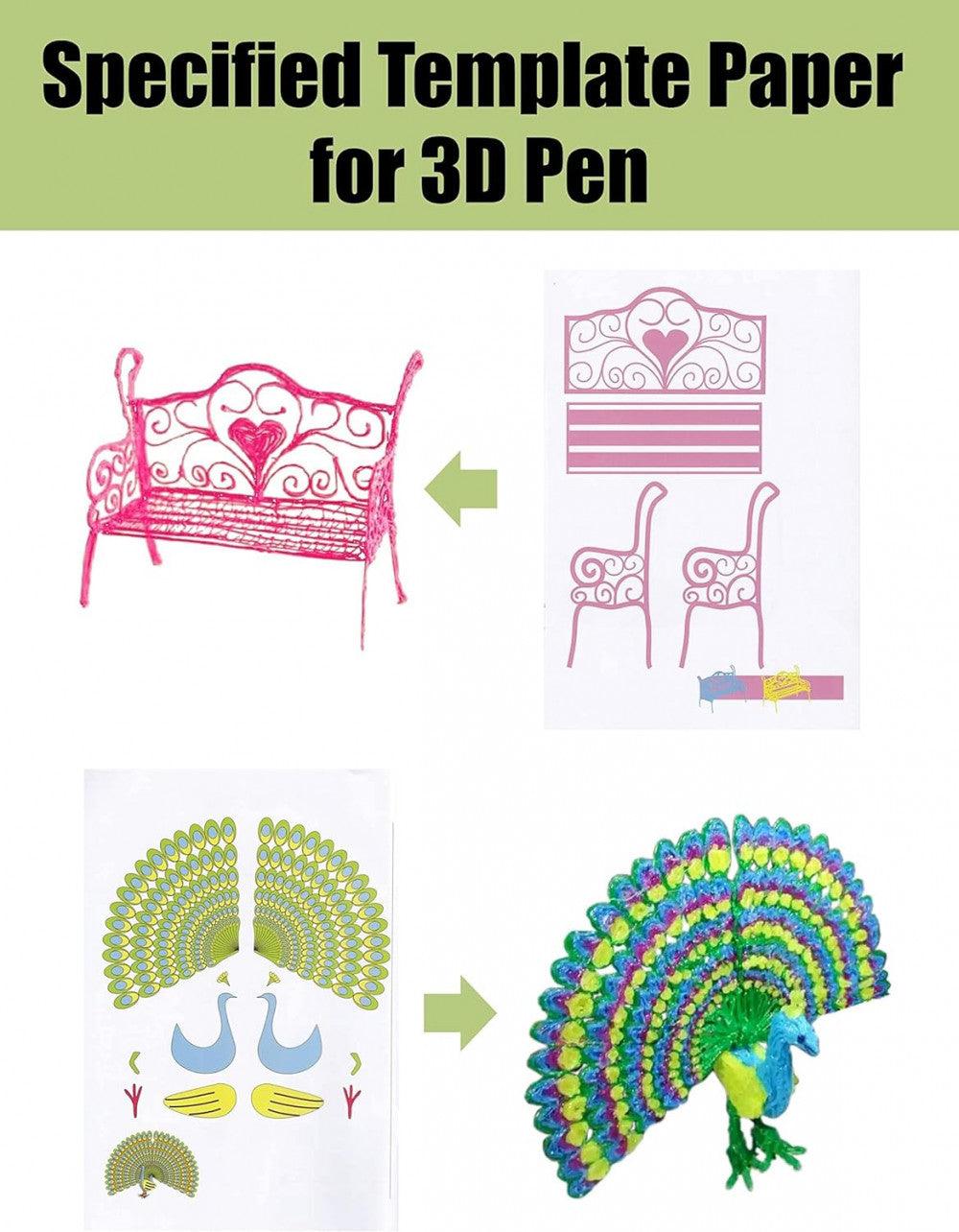 SONGTIY 3D Nyomtatási Rajzoló Könyv, Újrahasználható Színes 40 Mintás Sablon Gyerekeknek