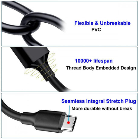 UNIDOPRO USB 3.0 - Type C Gyors töltő kábel, kompatibilis Samsung, Huawei, Pixel, Sony Xperia és OnePlus készülékekkel (3M)