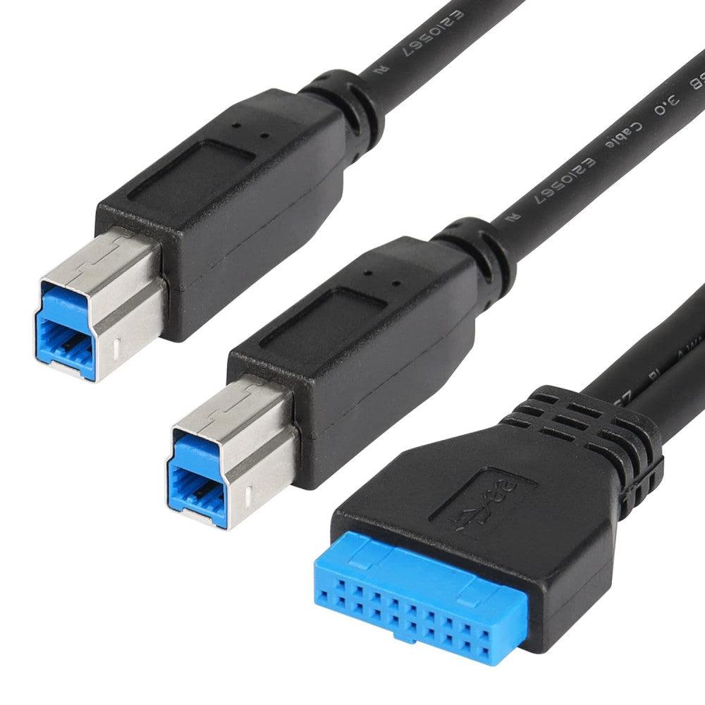 USB 20PIN - Dupla USB B 3.0 Kábel, Nyomtatókhoz, Külső Merevlemezekhez és További Eszközökhöz